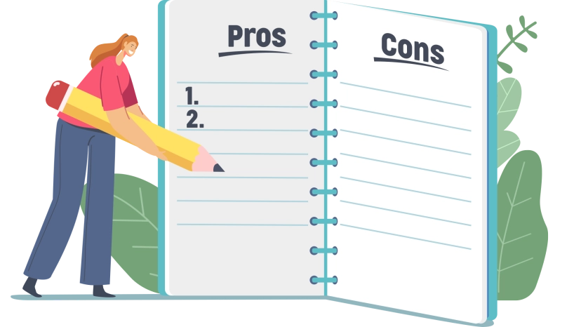 icon book open with a organizer writing pros and cons